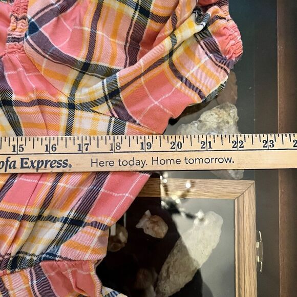 Torrid Size 0 Peach Yellow Checkered Fit & Flare Buttons Adorable - Picture 13 of 13